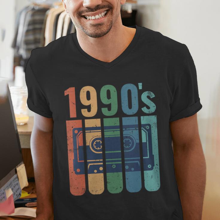 Retro Nineties Style Audio Tape Nostalgia Year 1990 Men's V-Neck T-Shirt