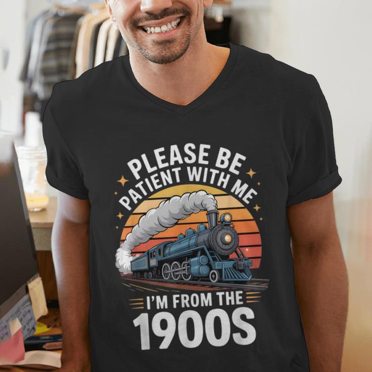 Retro Please Be Patient With Me I'm From The 1900s Train Men's V-Neck T-Shirt