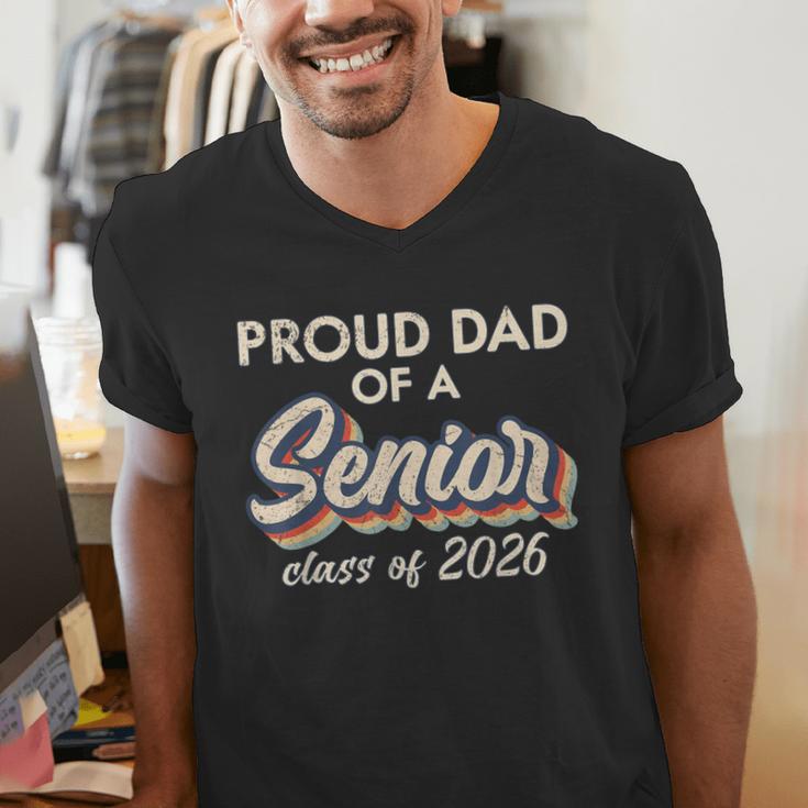 Retro Proud Dad Of a Senior Class Of 2026 Senior Dad 2026 Men's V-Neck T-Shirt Retro Proud Dad Of a Senior Class Of 2026 Senior Dad 2026 Men's V-Neck T-Shirt