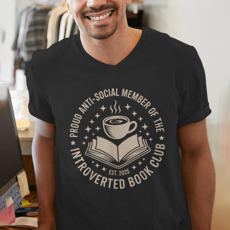 Retro Proud Introverted Book Club Anti Social Reader Men's V-Neck T-Shirt