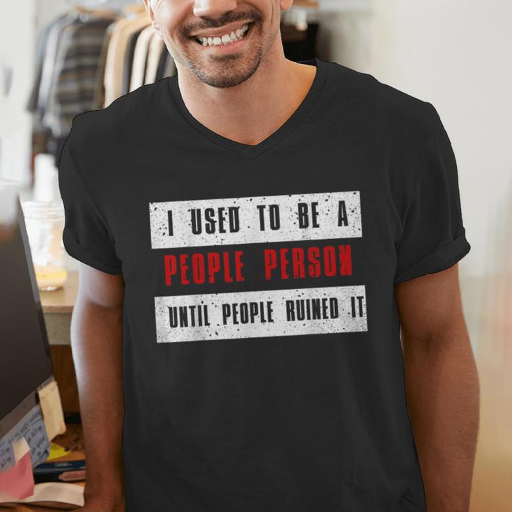 Retro Sarcastic Introvert I Used To Be A People Person Men's V-Neck T-Shirt