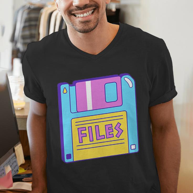 Retro TechnologyOld School Floppy Nostalgia 90s Generation Men's V-Neck T-Shirt