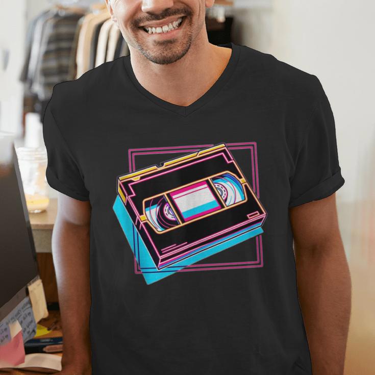 Retro VHS Vaporwave Video Cassette Nostalgia Geek Chic Men's V-Neck T-Shirt