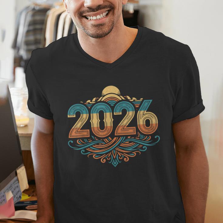 Retro Vintage Style 2026 Nostalgia Sunset Family Reunion Men's V-Neck T-Shirt