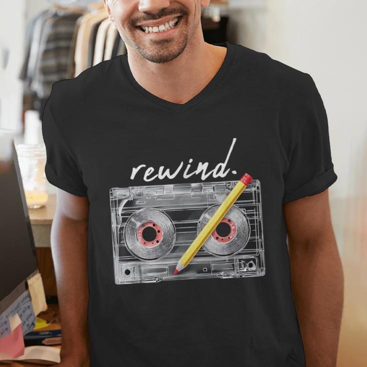 Rewind Cassette Tape Nostalgia 80s 90s Retro Music Lover Men's V-Neck T-Shirt