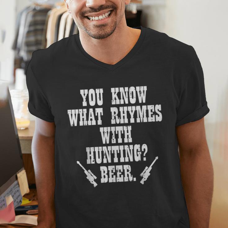What Rhymes With Hunting Deer Hunter Dad Grandpa Men Men's V-Neck T-Shirt What Rhymes With Hunting Deer Hunter Dad Grandpa Men Men's V-Neck T-Shirt