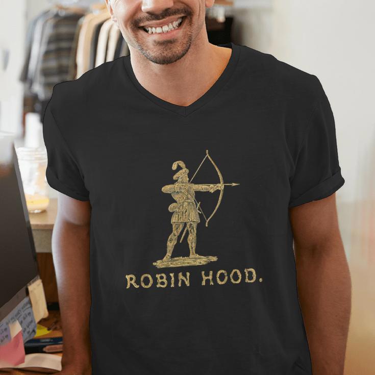Robin Hood The Archer Book Cover Illustration In Gold Men's V-Neck T-Shirt