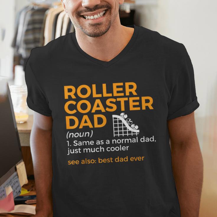Roller Coaster Dad Definition Best Dad Ever Men's V-Neck T-Shirt Roller Coaster Dad Definition Best Dad Ever Men's V-Neck T-Shirt