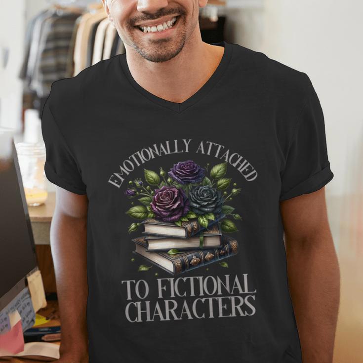 Romance Book Shirt Emotionally Attached Fictional Characters Men's V-Neck T-Shirt Romance Book Shirt Emotionally Attached Fictional Characters Men's V-Neck T-Shirt