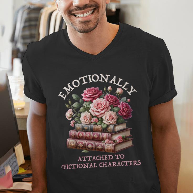 Romance Book Women Emotionally Attached Fictional Characters Men's V-Neck T-Shirt