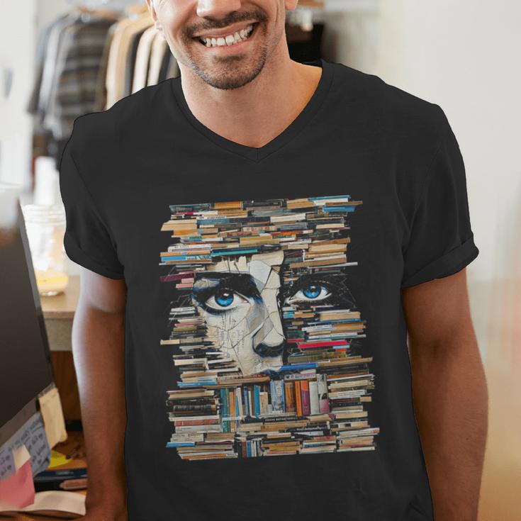 RtY Book Man Graphic Eyes Colorful Art Small Men's V-Neck T-Shirt RtY Book Man Graphic Eyes Colorful Art Small Men's V-Neck T-Shirt