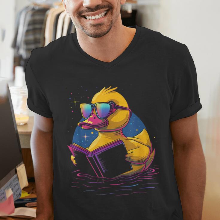 Rubber Duck Rubber Duckie Reading Book Rubber Duckling Men's V-Neck T-Shirt Rubber Duck Rubber Duckie Reading Book Rubber Duckling Men's V-Neck T-Shirt