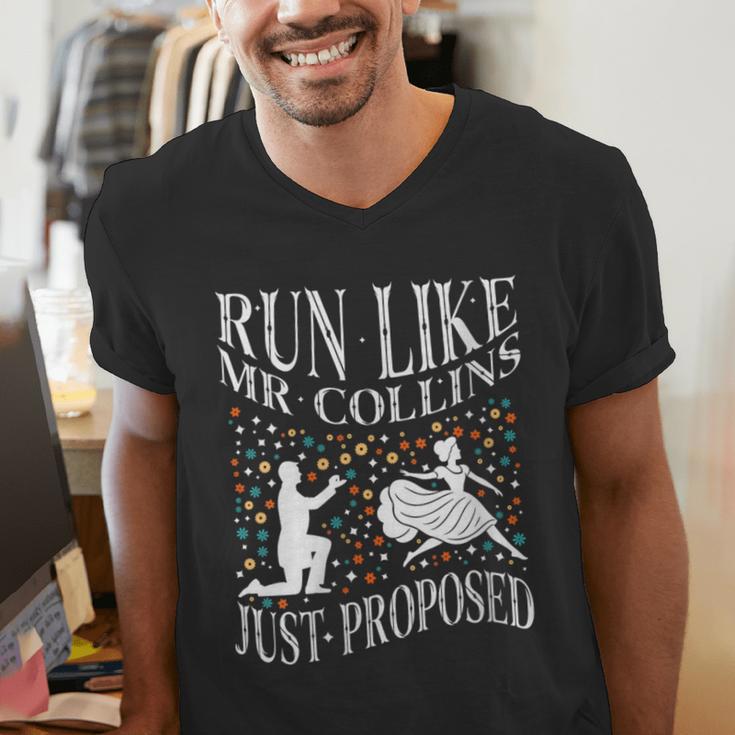 Run Like Mr Collins Just Proposed Vintage Book Quote Men's V-Neck T-Shirt