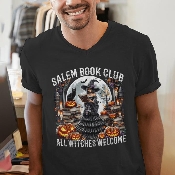 Salem Book Club Gothic Witch Vintage Halloween Art Men's V-Neck T-Shirt