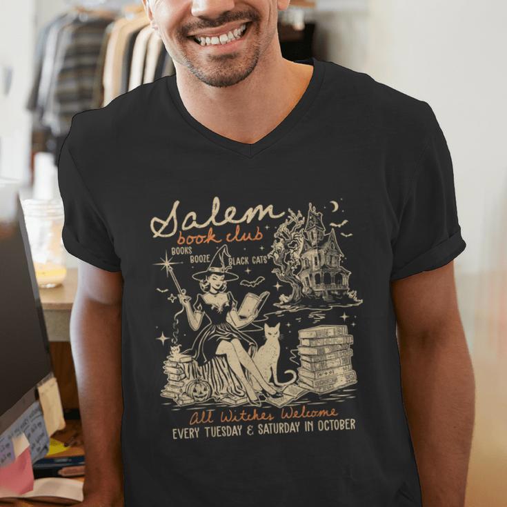 Salem Book Club Witches Witchy Witch Spooky Season Halloween Men's V-Neck T-Shirt Salem Book Club Witches Witchy Witch Spooky Season Halloween Men's V-Neck T-Shirt