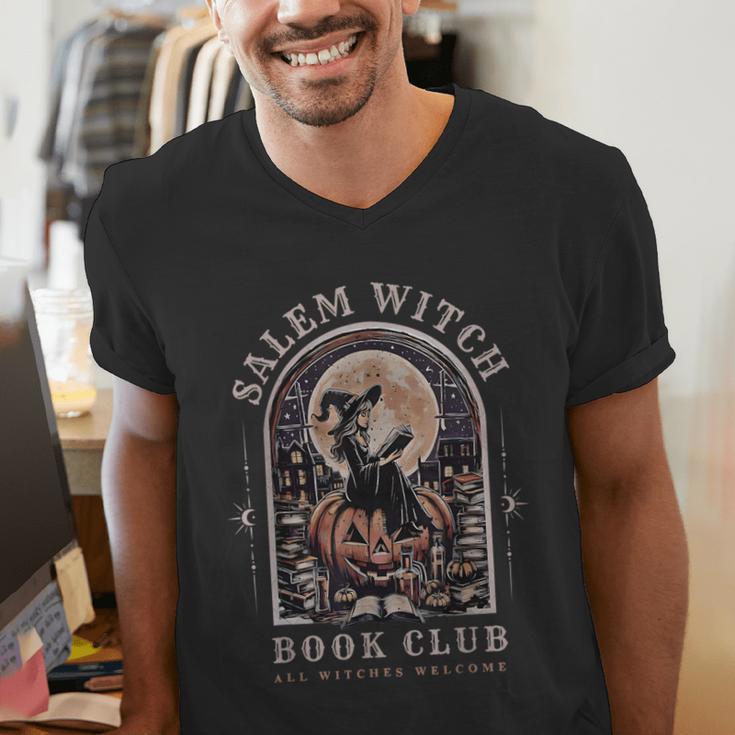 Salem Witch Book Club All Witches Welcome Spooky Halloween Men's V-Neck T-Shirt