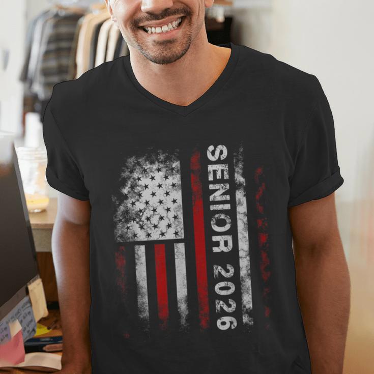 Senior 2026 American Flag Shirt USA Graduation Class Of 2026 Men's V-Neck T-Shirt