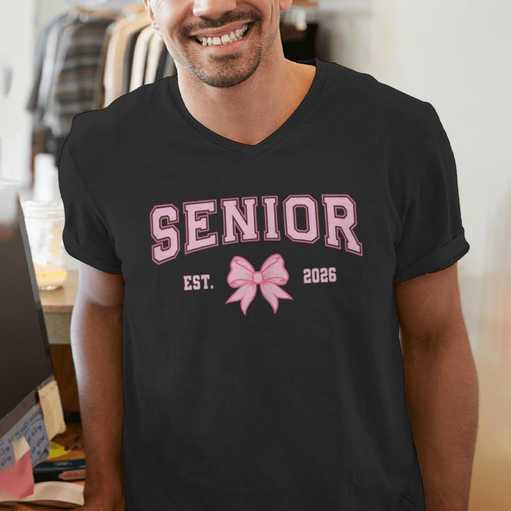 Senior 2026 Class Of 2026 Coquette Pink Bow Graduation 2026 Men's V-Neck T-Shirt