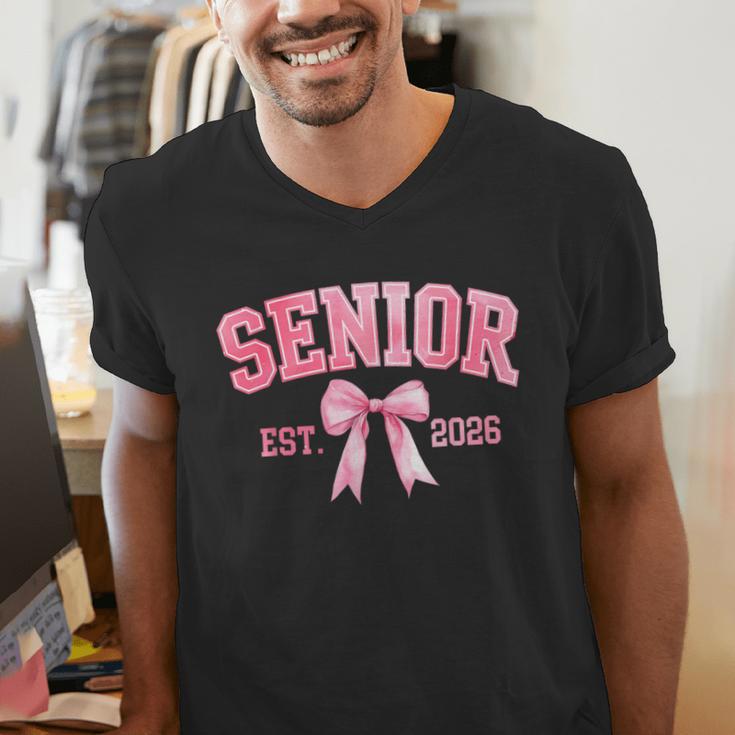 Senior 2026 Coquette Pink Bow Class Of 2026 Graduation Girls Men's V-Neck T-Shirt