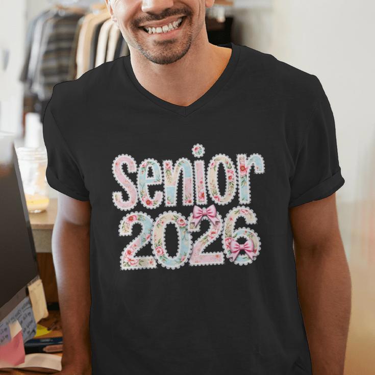 Senior Class Of 2026 Graduation 2026 Coquette Pink Bow Cute Men's V-Neck T-Shirt
