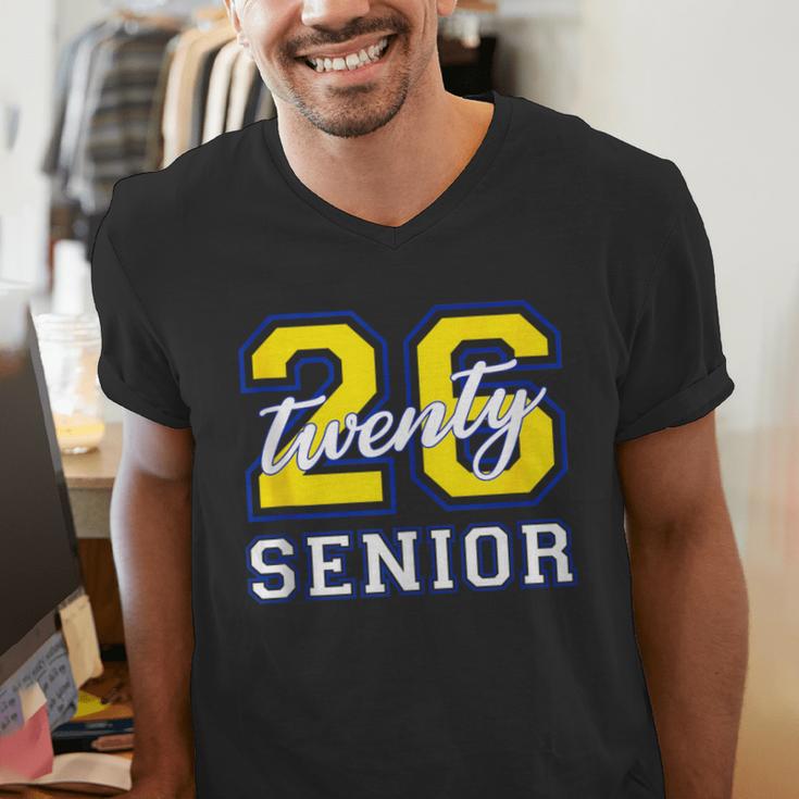 Senior Class 2026 Graduation Yellow Blue Letters Men's V-Neck T-Shirt