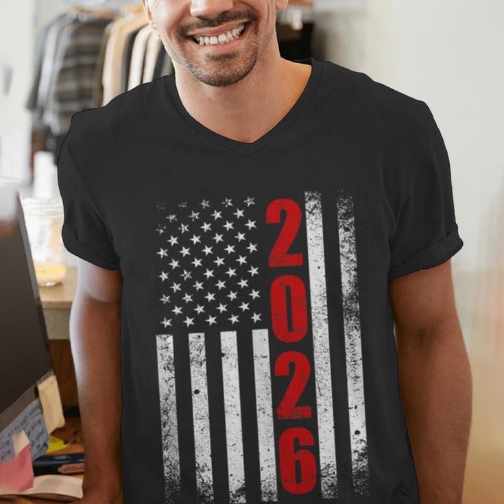 Senior Class Of 2026 Patriotic American USA Flag Graduation Men's V-Neck T-Shirt