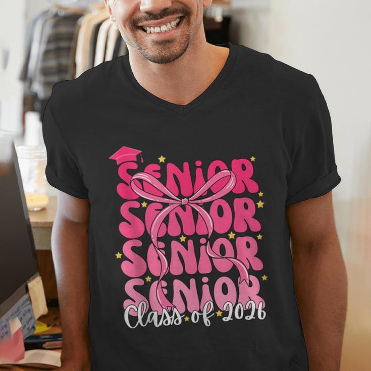 Senior Class Of 2026 Pink Coquette Bow Graduation 2026 Men's V-Neck T-Shirt