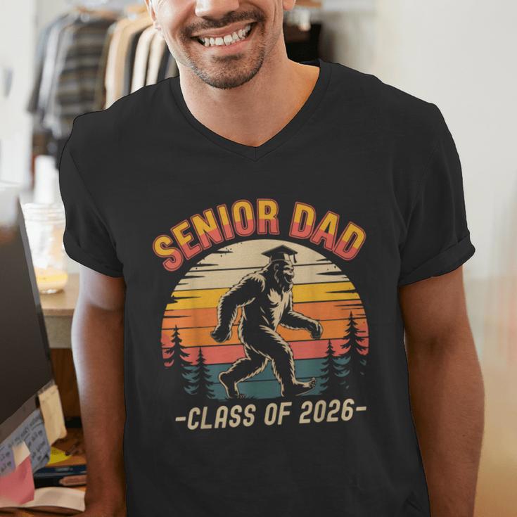 Senior Dad Class Of 2026 Bigfoot Vintage Graduation Men's V-Neck T-Shirt