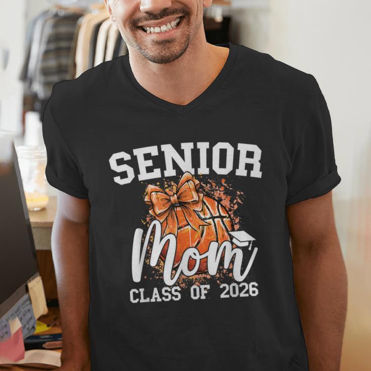 Senior Mom Class Of 2026 Coquette Bow Basketball Graduation Men's V-Neck T-Shirt