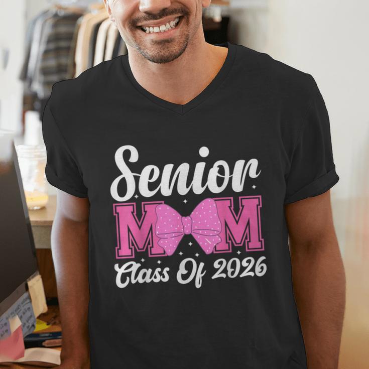 Senior Mom Class Of 2026 Pink Coquette Bow Graduation Men's V-Neck T-Shirt