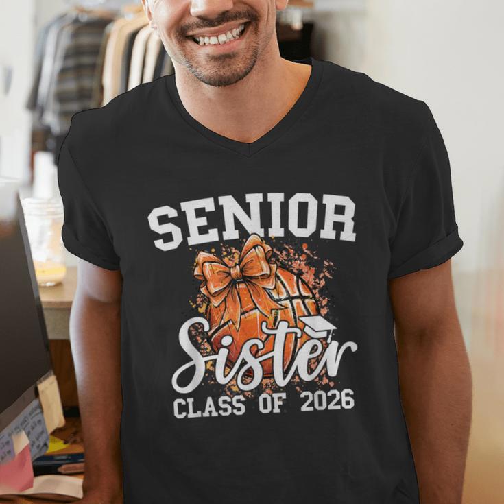Senior Sister Class Of 2026 Coquette Basketball Graduation Men's V-Neck T-Shirt