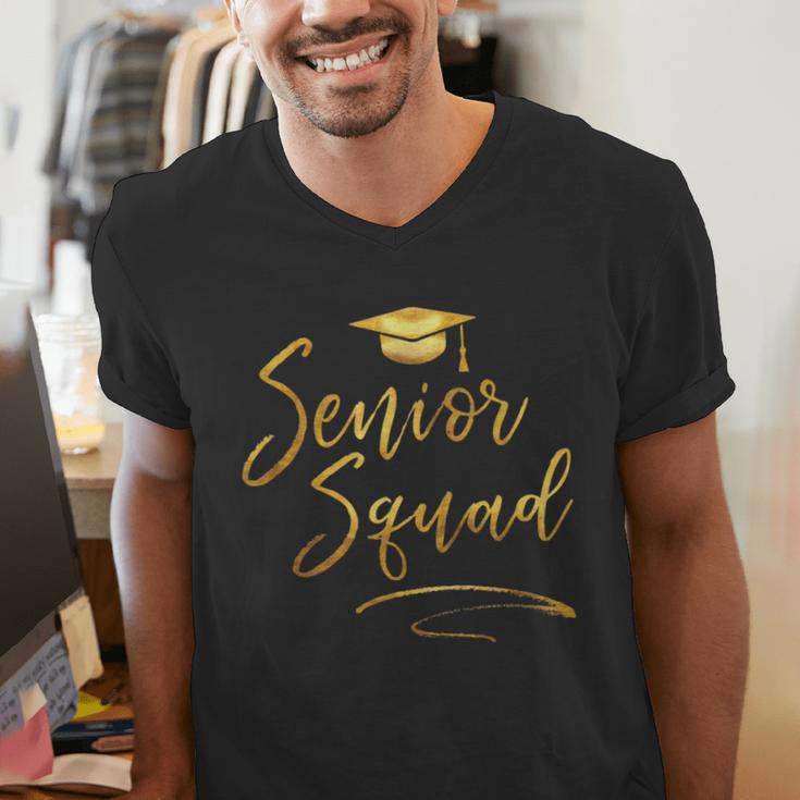 Senior Squad Graduation With Golden Cap Team Men's V-Neck T-Shirt