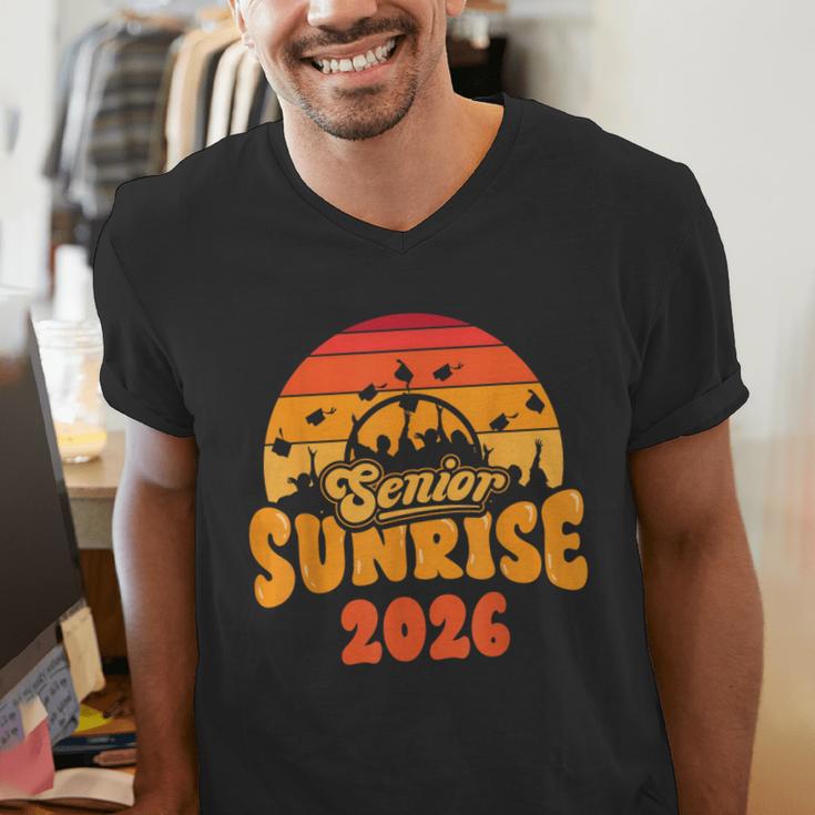 Senior Sunrise Class Of 2026 Graduation Proud Graduate Retro Men's V-Neck T-Shirt