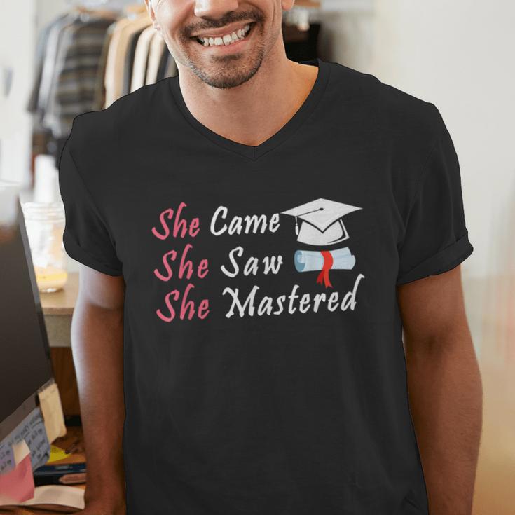 She Came She Saw She Mastered Graduation Men's V-Neck T-Shirt