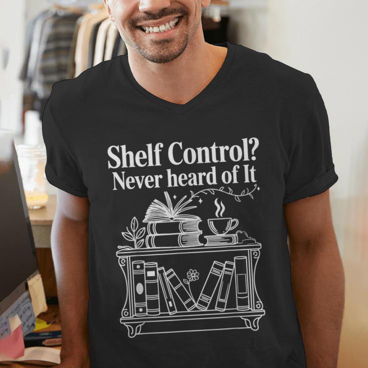 Shelf Control Never Heard Of It Book Lover Reading Men's V-Neck T-Shirt