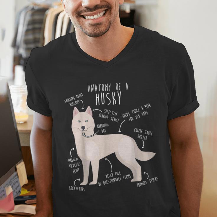 Siberian Husky Dog Anatomy Pet Mom Cute Dog Dad Men Women Kids Men's V-Neck T-Shirt