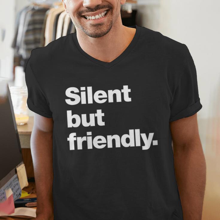 Silent But Friendly A Design For Introverts Men's V-Neck T-Shirt