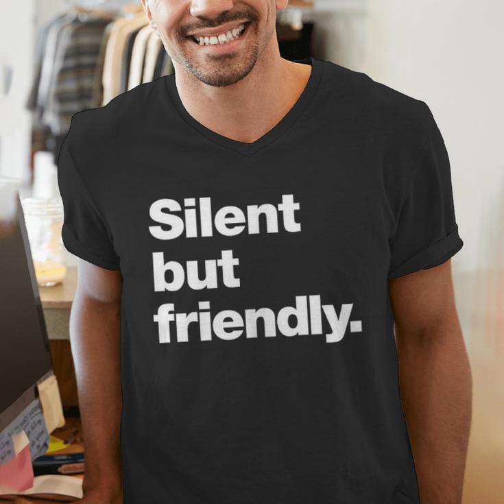 Silent But Friendly A Design For Introverts Men's V-Neck T-Shirt