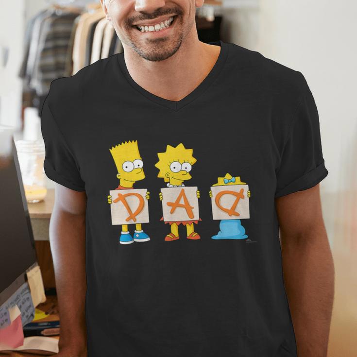 The Simpsons Father's Day Bart Lisa Maggie Dad Birthday Men's V-Neck T-Shirt