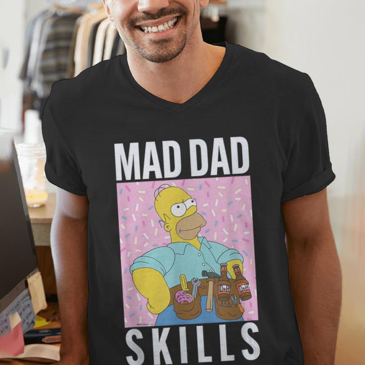 The Simpsons Father's Day Mad Dad Skills Homer Poster Men's V-Neck T-Shirt The Simpsons Father's Day Mad Dad Skills Homer Poster Men's V-Neck T-Shirt
