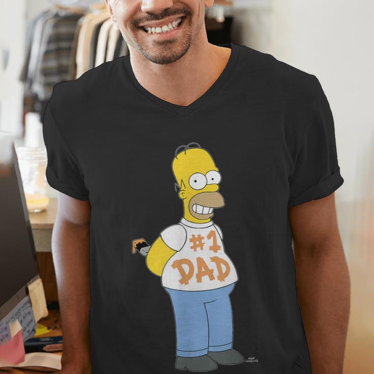The Simpsons Homer Number 1 Dad Father's Day V2 Men's V-Neck T-Shirt