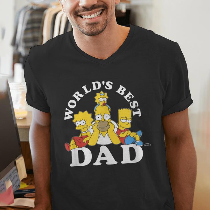 The Simpsons World's Best Dad Father's Day Group V2 Small Men's V-Neck T-Shirt The Simpsons World's Best Dad Father's Day Group V2 Small Men's V-Neck T-Shirt