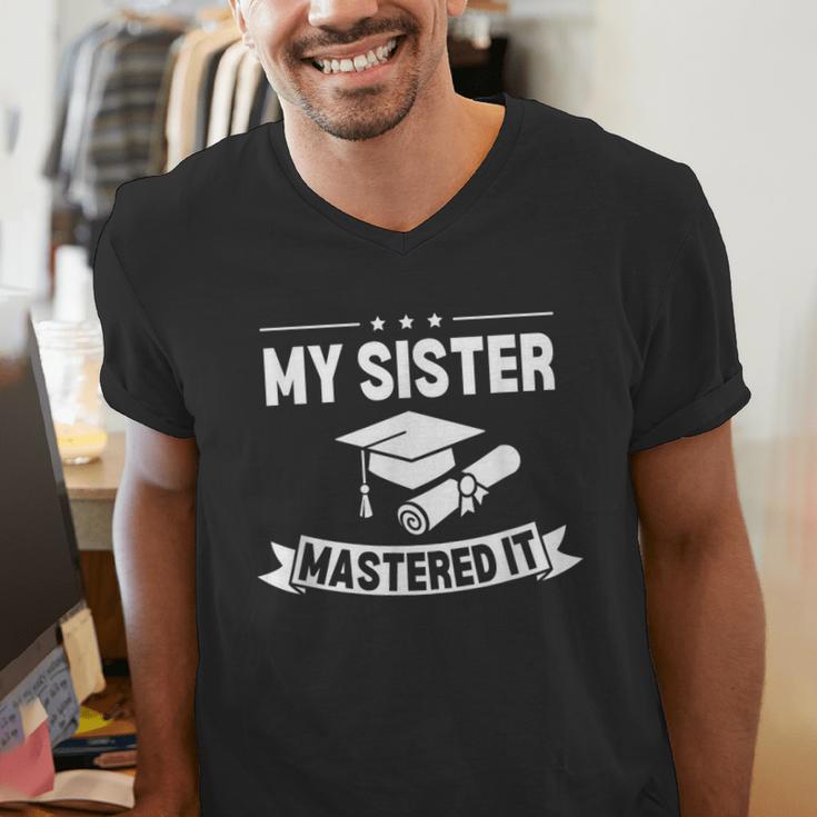My Sister Mastered It Masters Degree Graduation MBA Men's V-Neck T-Shirt