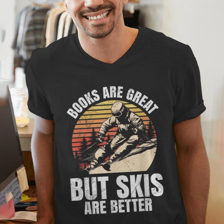 Skier BOOKS ARE GREAT BUT SKIS ARE BETTER Vintage Men's V-Neck T-Shirt