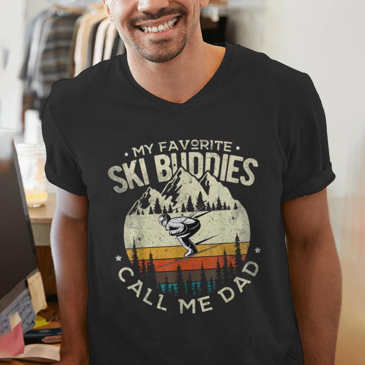 Skier Dad Ski Dad My Favorite Ski Buddies Call Me Dad Ski Men's V-Neck T-Shirt