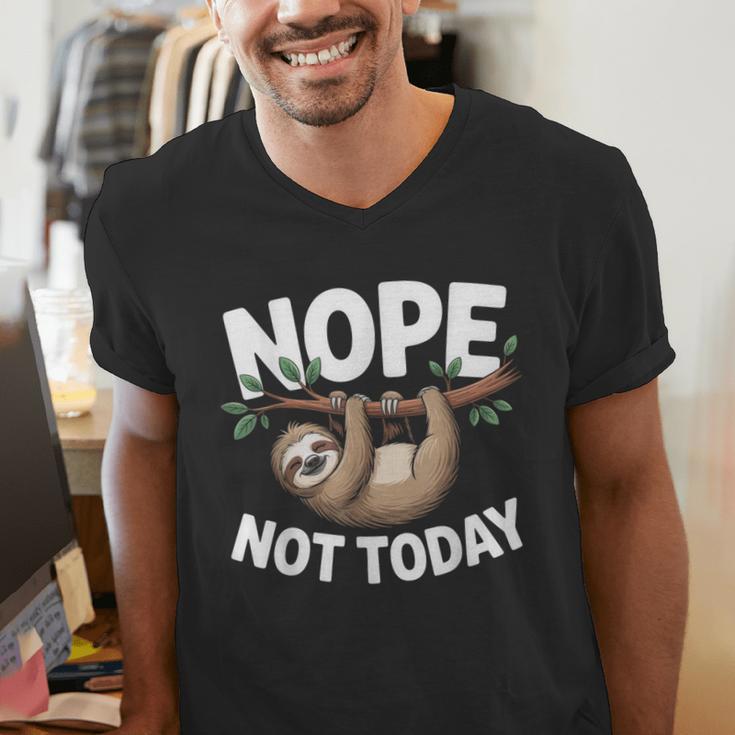 Sloth Shirts Cute Introvert Nope Not Today Sloth Men's V-Neck T-Shirt