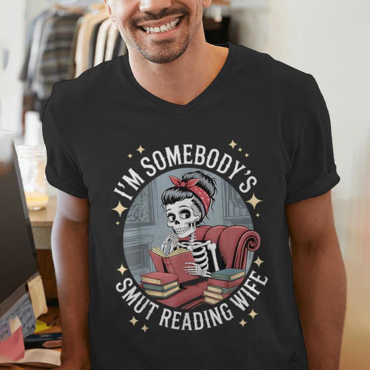Smut Book Reader Romance Novel Somebody's Smut Reading Wife Men's V-Neck T-Shirt Smut Book Reader Romance Novel Somebody's Smut Reading Wife Men's V-Neck T-Shirt