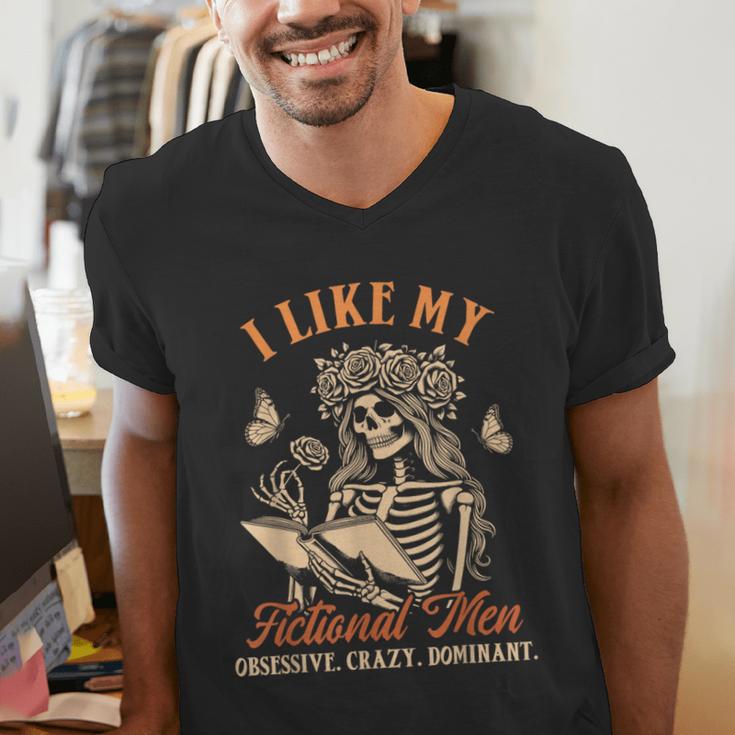 Smut Reader Spicy Book Dark Romance I Like My Fictional Men Men's V-Neck T-Shirt Smut Reader Spicy Book Dark Romance I Like My Fictional Men Men's V-Neck T-Shirt