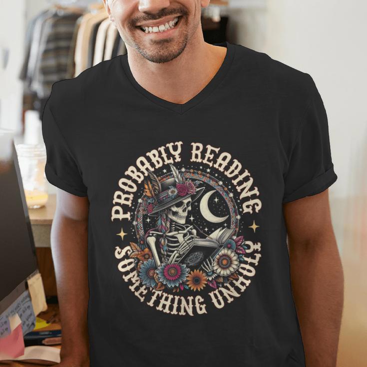 Is That Smutt Books Probably Reading Something Unholy Men's V-Neck T-Shirt