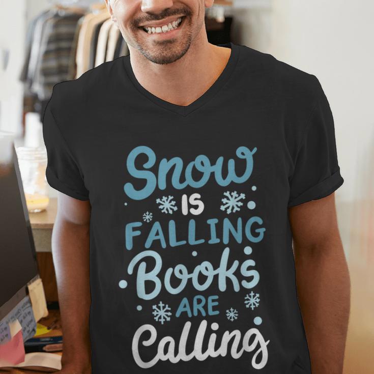 Snow Is Falling Books Are Calling Men's V-Neck T-Shirt